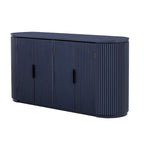 Armoire de rangement à portes verticales rayées avec poignées en métal, réglable, idéale pour un bureau, une entrée ou un salon.