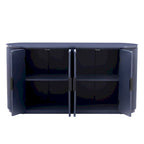 Armoire de rangement à portes verticales rayées avec poignées en métal, réglable, idéale pour un bureau, une entrée ou un salon.