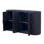 Armoire de rangement à portes verticales rayées avec poignées en métal, réglable, idéale pour un bureau, une entrée ou un salon.