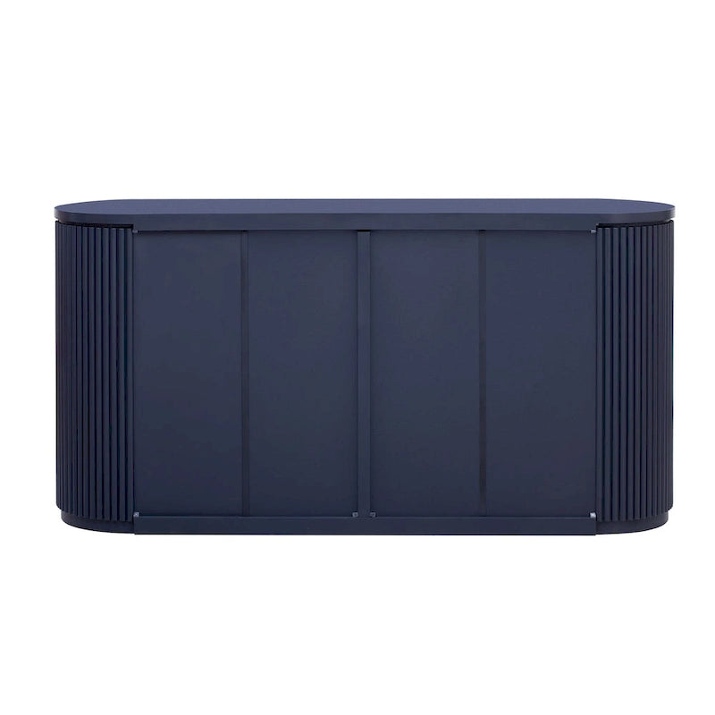 Armoire de rangement à portes verticales rayées avec poignées en métal, réglable, idéale pour un bureau, une entrée ou un salon.