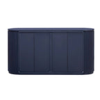 Armoire de rangement à portes verticales rayées avec poignées en métal, réglable, idéale pour un bureau, une entrée ou un salon.