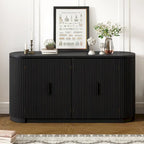 Armoire de rangement à portes verticales rayées avec poignées en métal, réglable, idéale pour un bureau, une entrée ou un salon.