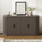Armoire de rangement à portes verticales rayées avec poignées en métal, réglable, idéale pour un bureau, une entrée ou un salon.