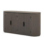 Armoire de rangement à portes verticales rayées avec poignées en métal, réglable, idéale pour un bureau, une entrée ou un salon.