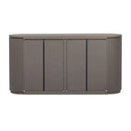 Armoire de rangement à portes verticales rayées avec poignées en métal, réglable, idéale pour un bureau, une entrée ou un salon.