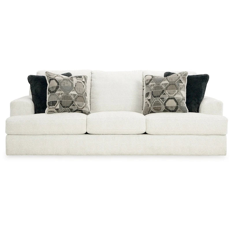 Canapé Henly 244 cm (96 pouces), surdimensionné, 4 coussins décoratifs, polyester blanc doux