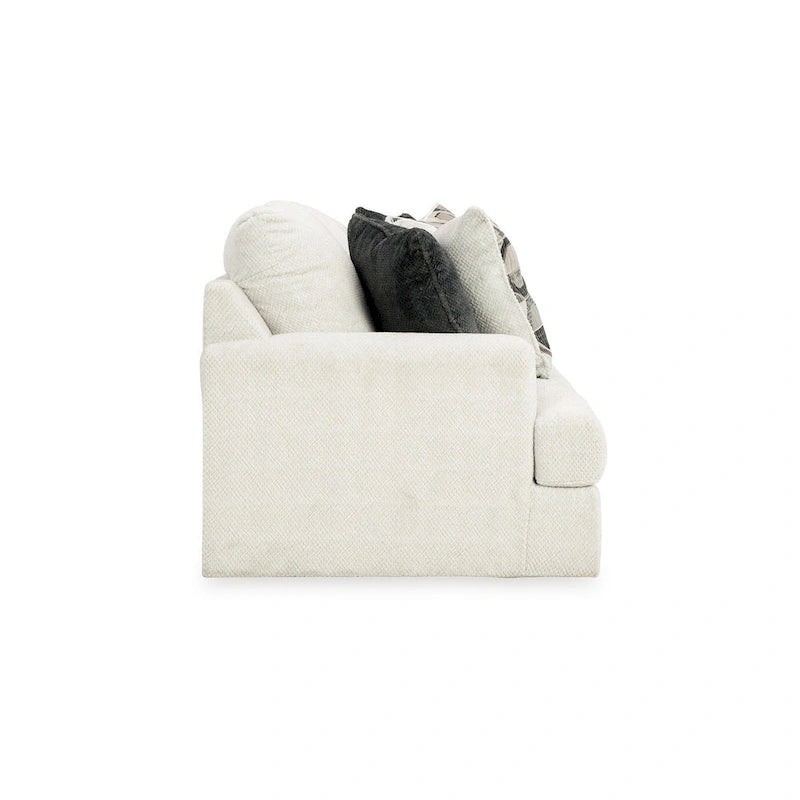 Canapé Henly 244 cm (96 pouces), surdimensionné, 4 coussins décoratifs, polyester blanc doux