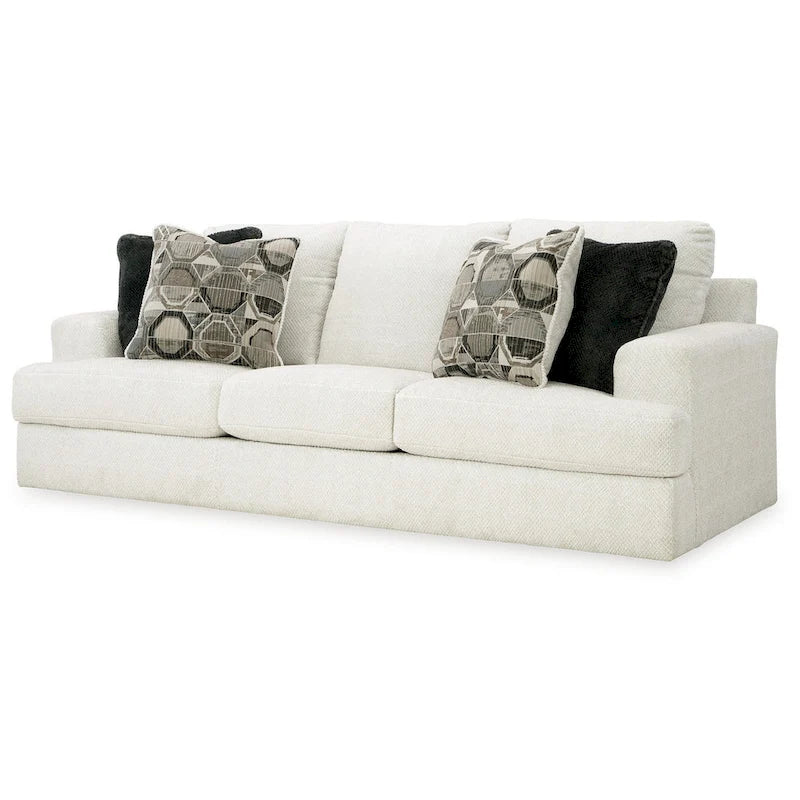 Canapé Henly 244 cm (96 pouces), surdimensionné, 4 coussins décoratifs, polyester blanc doux