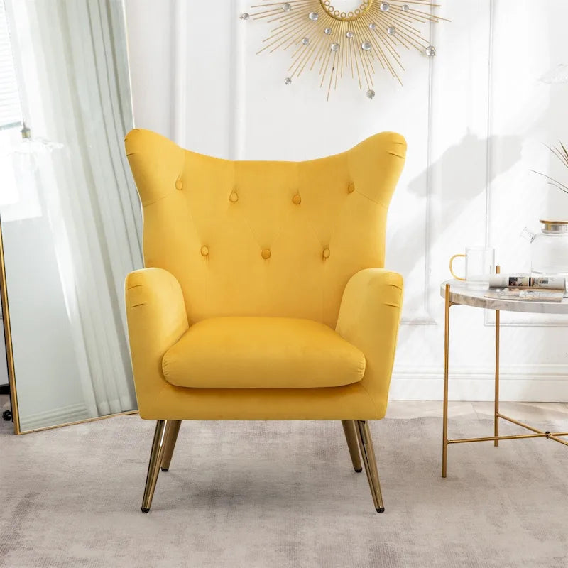 Fauteuil d'appoint à oreilles capitonné en velours