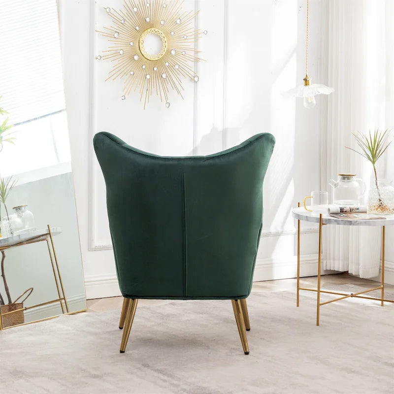 Fauteuil d'appoint à oreilles capitonné en velours