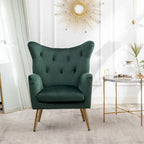 Fauteuil d'appoint à oreilles capitonné en velours