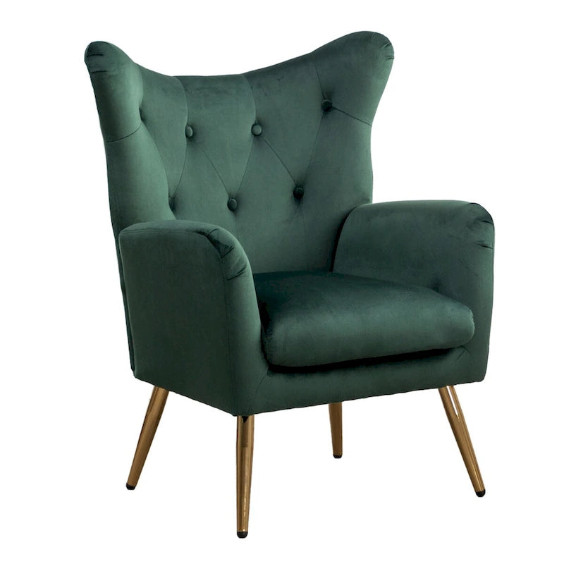Fauteuil d'appoint à oreilles capitonné en velours