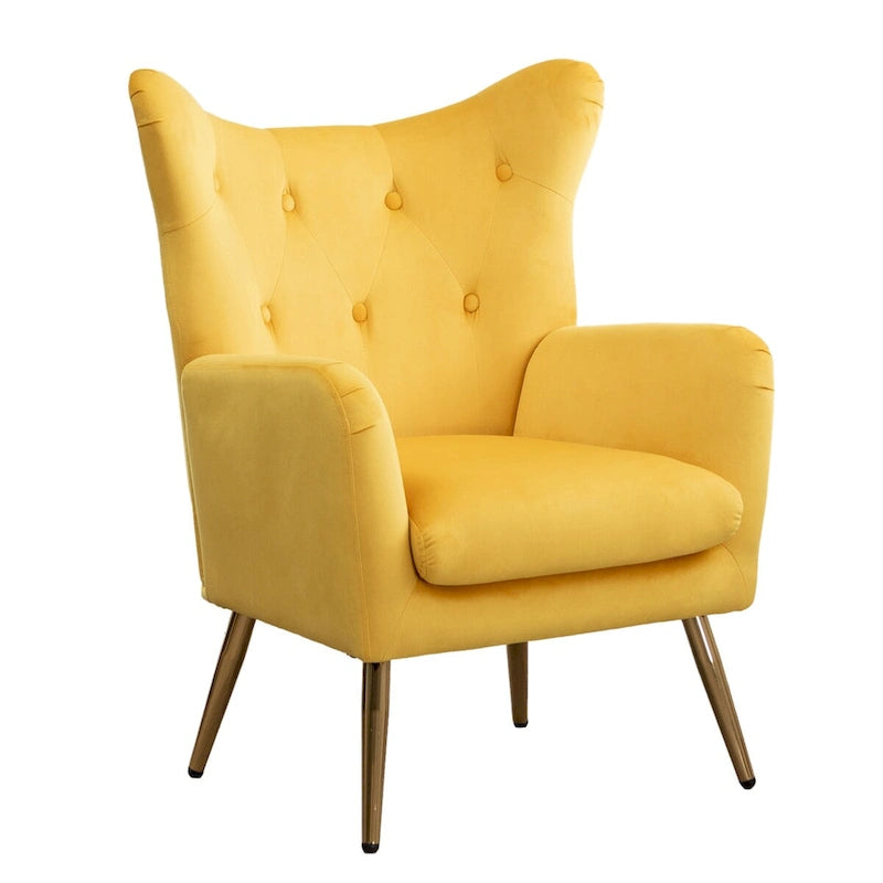 Fauteuil d'appoint à oreilles capitonné en velours
