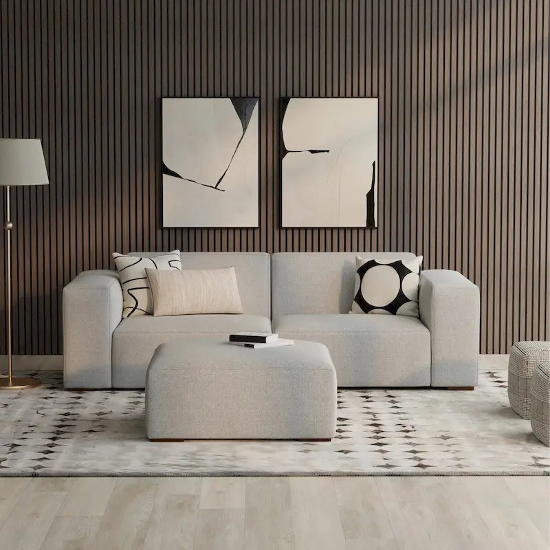 Ensemble canapé modulable 2 places et pouf WYNDENHALL Biggs