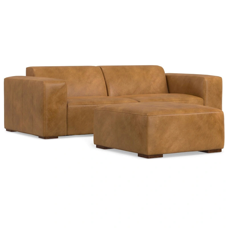 Ensemble canapé modulable 2 places et pouf WYNDENHALL Biggs