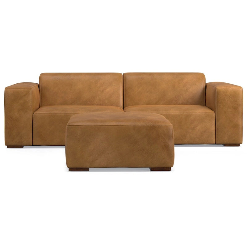 Ensemble canapé modulable 2 places et pouf WYNDENHALL Biggs