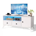 Meuble TV console avec éclairage LED RGB, rangement multimédia ouvert, centre de divertissement pour jeux vidéo - 120 cm (L) x 40 cm (l) x 52 cm (H)