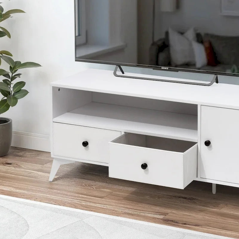 Meuble TV console avec éclairage LED RGB, rangement multimédia ouvert, centre de divertissement pour jeux vidéo - 120 cm (L) x 40 cm (l) x 52 cm (H)