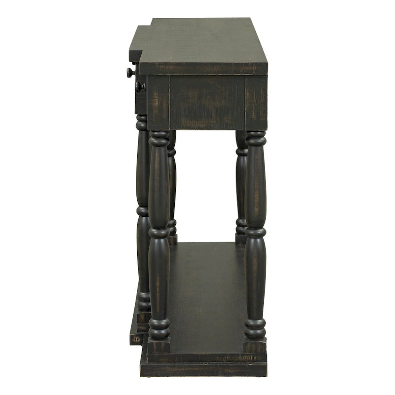 Console rétro avec 4 tiroirs de rangement en façade et 1 étagère