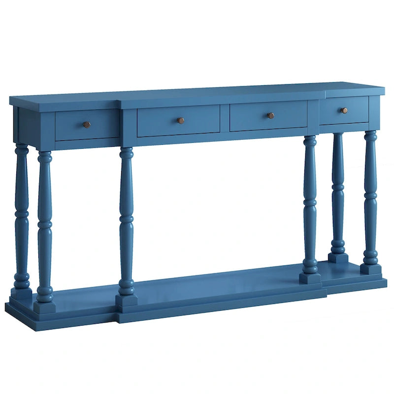 Console rétro avec 4 tiroirs de rangement en façade et 1 étagère