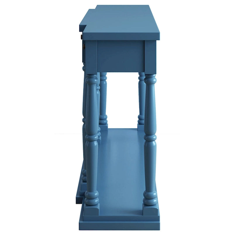 Console rétro avec 4 tiroirs de rangement en façade et 1 étagère