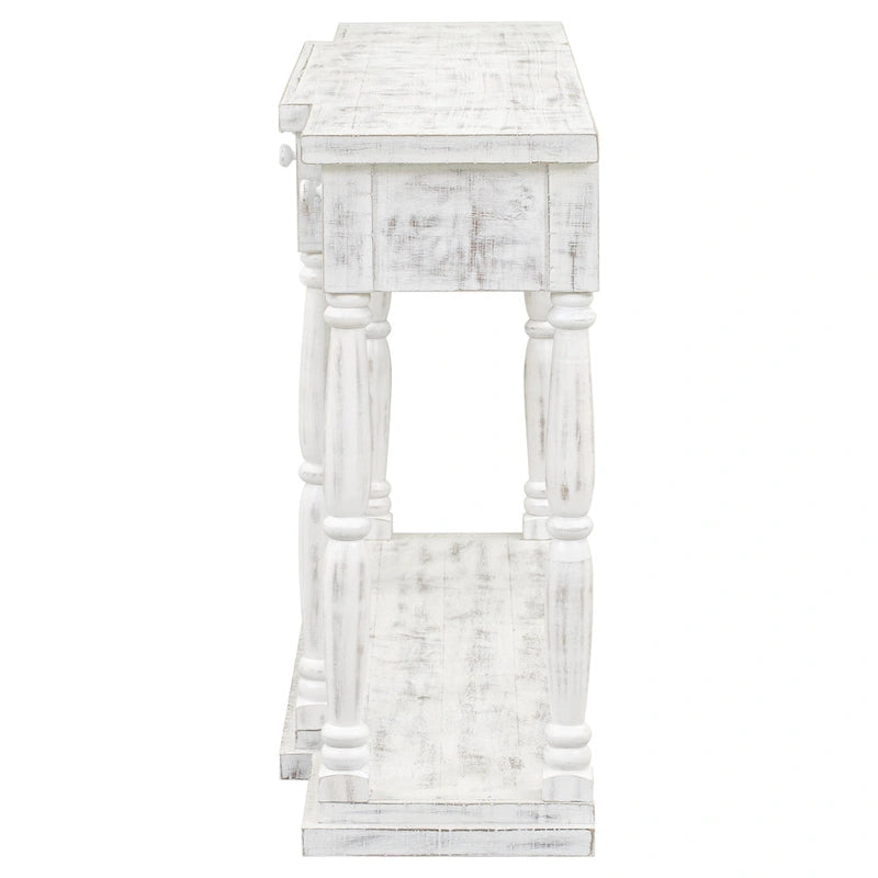 Console rétro avec 4 tiroirs de rangement en façade et 1 étagère
