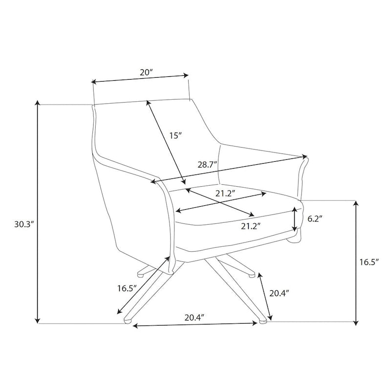 Fauteuil pivotant rembourré Aura par East at Main - 29,5 x 28,5 x 31