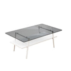 Table basse rectangulaire, plateau en verre trempé et pieds en métal, table moderne pour salon, verre