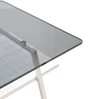 Table basse rectangulaire, plateau en verre trempé et pieds en métal, table moderne pour salon, verre