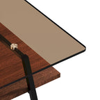 Table basse rectangulaire, plateau en verre trempé et pieds en métal, table moderne pour salon, verre