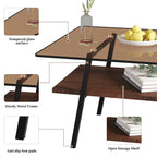 Table basse rectangulaire, plateau en verre trempé et pieds en métal, table moderne pour salon, verre