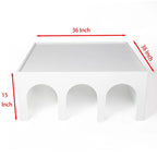 Étagère multifonctionnelle blanche à 4 niveaux avec table basse, bibliothèque de sol créative, étagères de rangement minimalistes