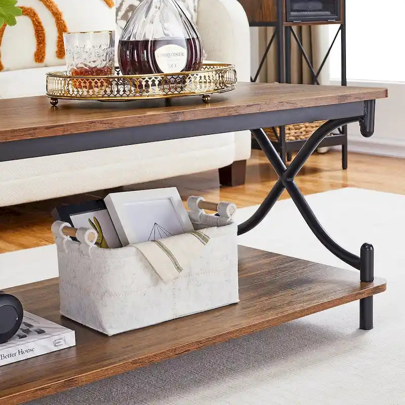 Ensemble moderne 3 pièces : table basse, table d'appoint et 2 tables de chevet à 1 tiroir (marron/noir/blanc)