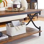 Ensemble moderne 3 pièces : table basse, table d'appoint et 2 tables de chevet à 1 tiroir (marron/noir/blanc)