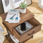 Ensemble moderne 3 pièces : table basse, table d'appoint et 2 tables de chevet à 1 tiroir (marron/noir/blanc)