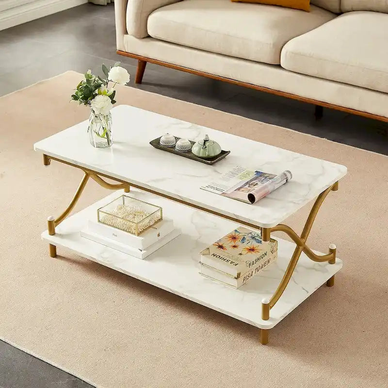Ensemble moderne 3 pièces : table basse, table d'appoint et 2 tables de chevet à 1 tiroir (marron/noir/blanc)