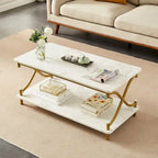 Ensemble moderne 3 pièces : table basse, table d'appoint et 2 tables de chevet à 1 tiroir (marron/noir/blanc)