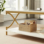 Ensemble moderne 3 pièces : table basse, table d'appoint et 2 tables de chevet à 1 tiroir (marron/noir/blanc)