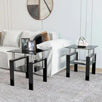 Ensemble de 2, table basse/table d'appoint moderne en verre trempé