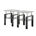 Ensemble de 2, table basse/table d'appoint moderne en verre trempé