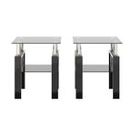 Ensemble de 2, table basse/table d'appoint moderne en verre trempé