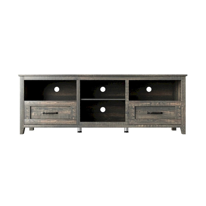 Meuble TV de 70 pouces de long avec 2 tiroirs et 4 compartiments de rangement