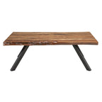Table basse Isla de 137 cm (54 pouces), plateau en bois d'acacia, bord naturel, brun riche