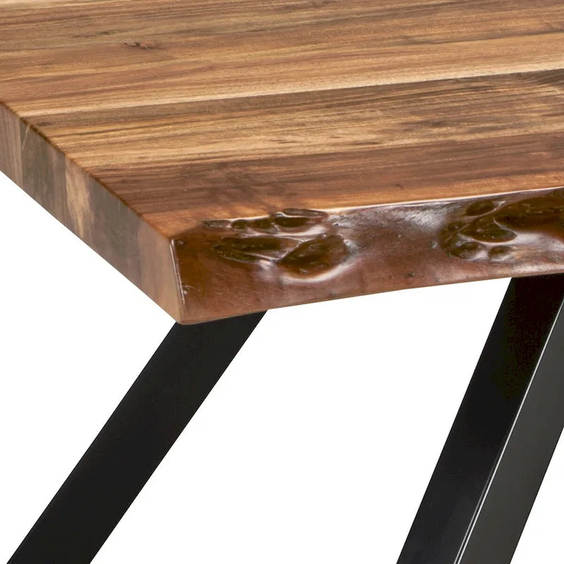 Table basse Isla de 137 cm (54 pouces), plateau en bois d'acacia, bord naturel, brun riche