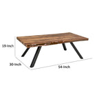 Table basse Isla de 137 cm (54 pouces), plateau en bois d'acacia, bord naturel, brun riche