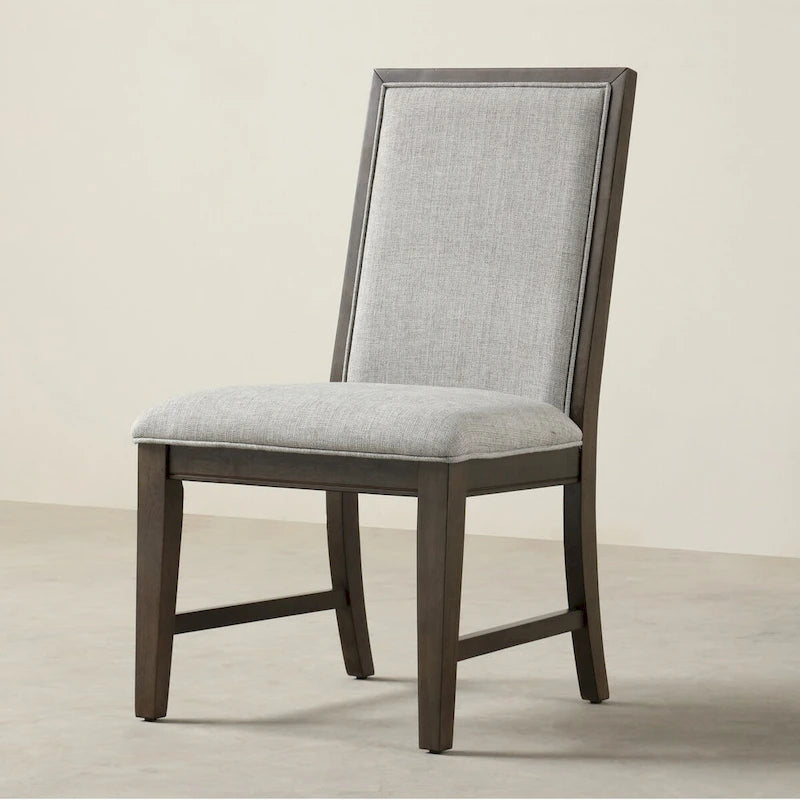 Chaises de salle à manger rembourrées en bois massif Aberll de Roundhill Furniture, lot de 2, grises
