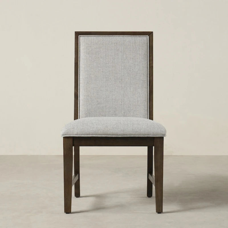 Chaises de salle à manger rembourrées en bois massif Aberll de Roundhill Furniture, lot de 2, grises