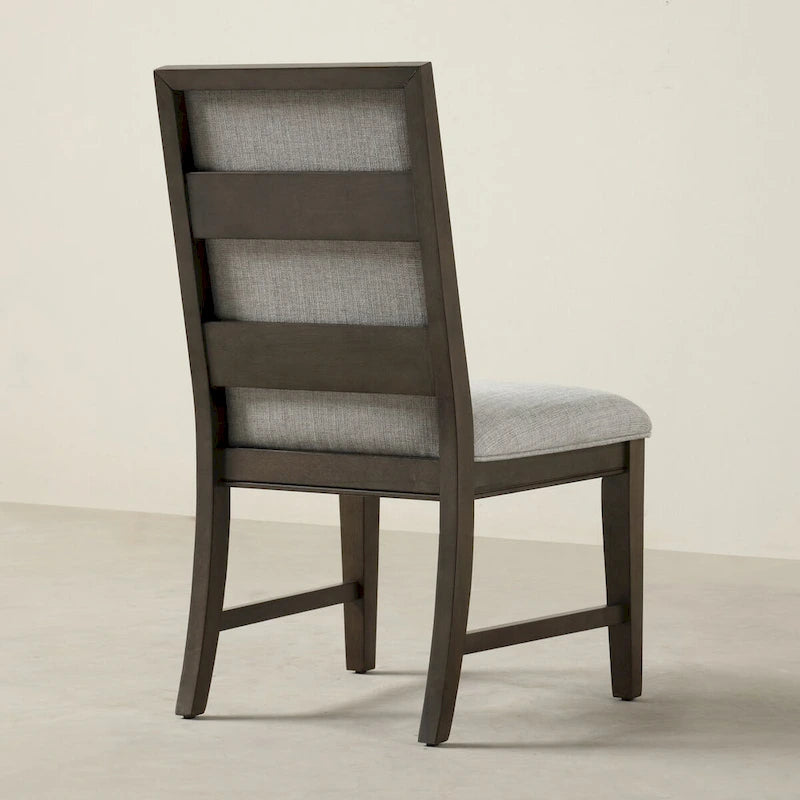 Chaises de salle à manger rembourrées en bois massif Aberll de Roundhill Furniture, lot de 2, grises