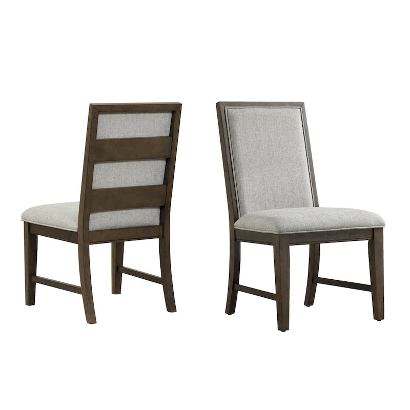 Chaises de salle à manger rembourrées en bois massif Aberll de Roundhill Furniture, lot de 2, grises