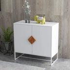 buffet à 2 portes avec poignée carrée en bois massif